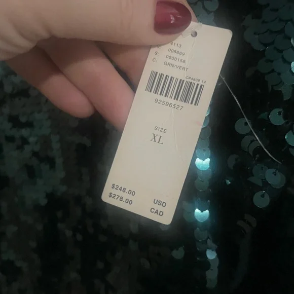 Anthropologie Alani Cashmere Mock Neck Sweater Sequin Ed EMERALD GREEN Sz XL NWT - Picture 10 of 14